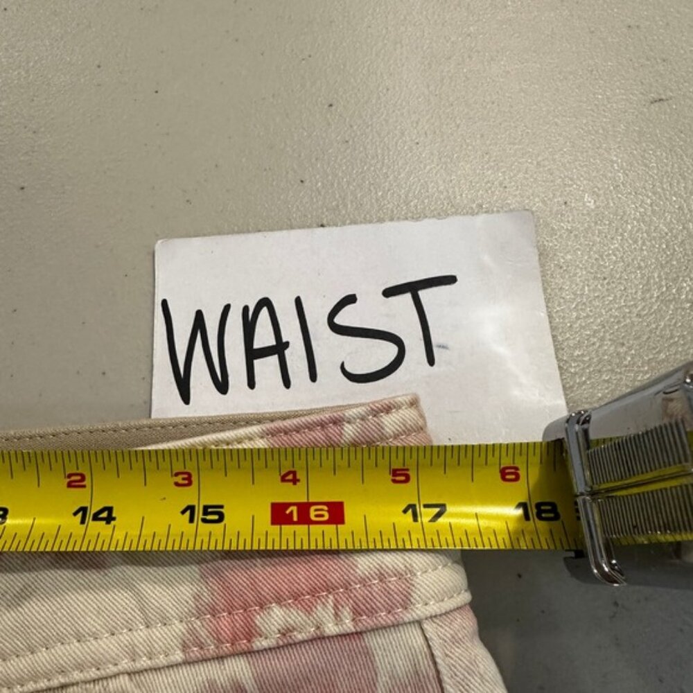 Democracy Absolution Floral Cargo Cropped Pants Pink Cream Size 14 Stretch Denim - Picture 8 of 11